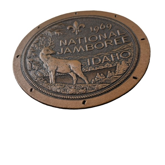 1969 Boy Scout National Jamboree Leather Backpatch Vintage Collectible - Picture 2 of 5